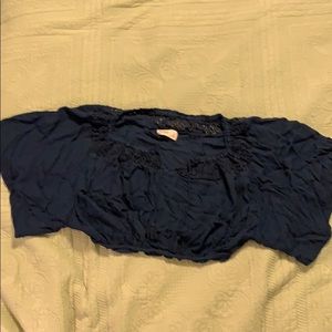 Blue hollister crop peasant top